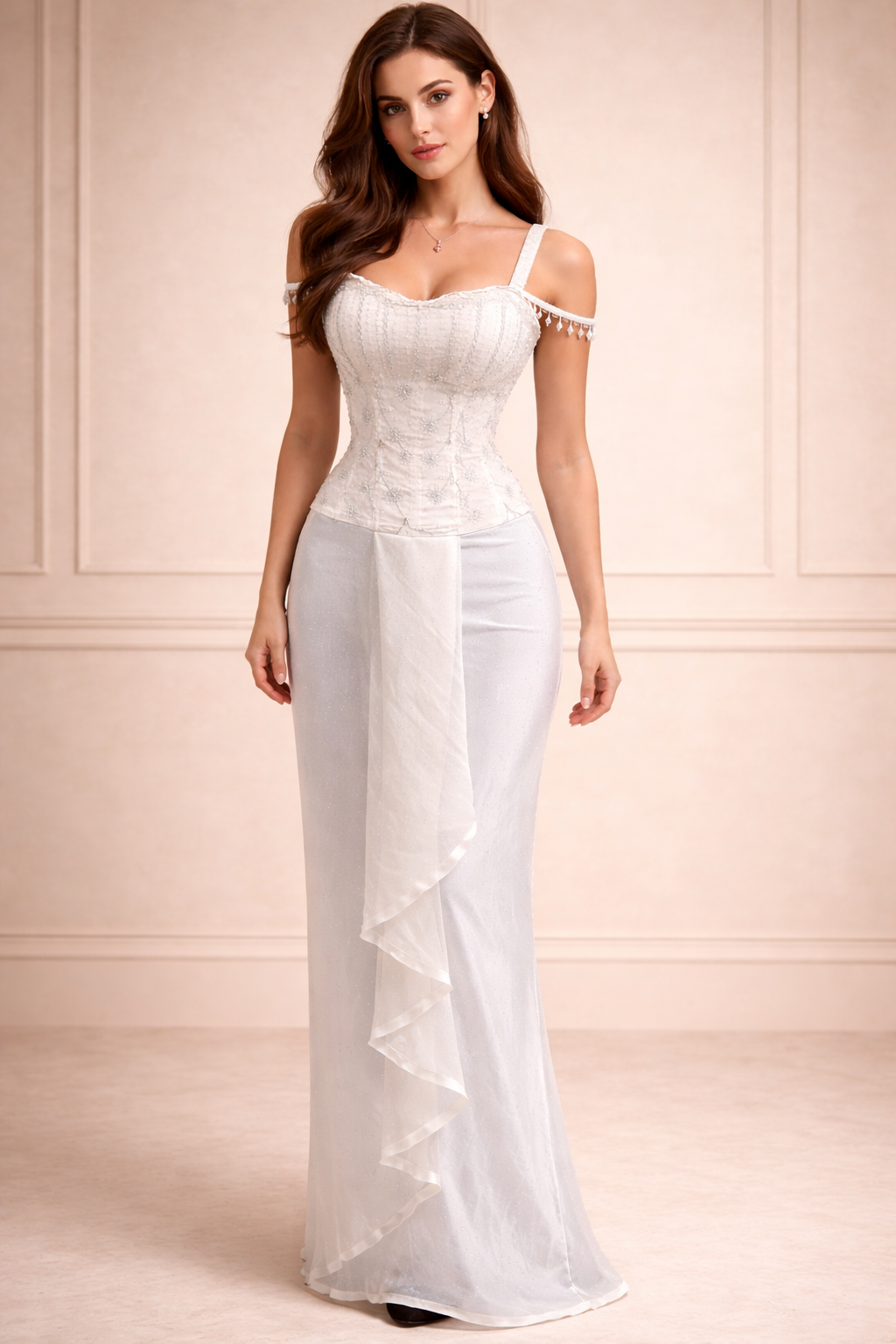 Asymmetric Drape Skirt - Ivory