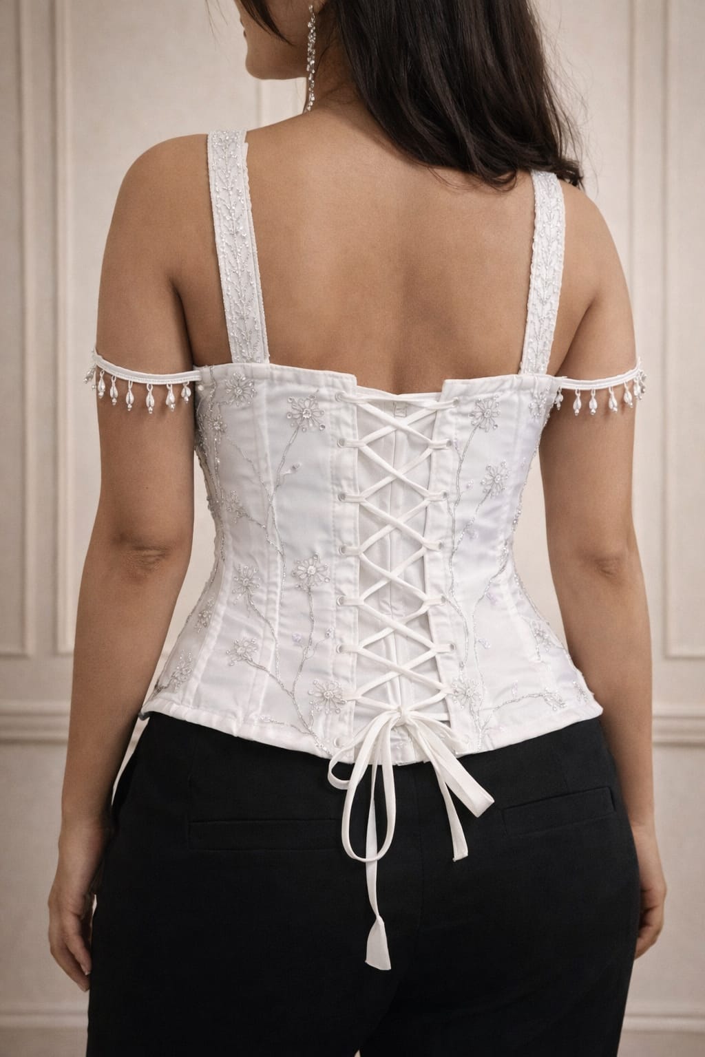Embellished Corset Top - Ivory Pearl